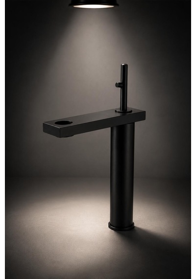Fontana Fk-8025 Yüksek Lavabo Bataryası Siyah Modern Yüksek Lavabo Bataryası