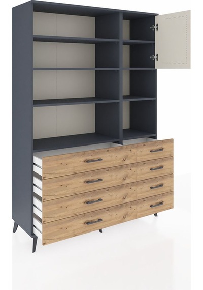Hyperion Dolap 8 Raflı 8 Çekmeceli Tek Kapaklı 132x44x195 Antrasit-aytaşı/çam Aytası/atlas Çam Hyperion Dolap 8 Raflı 8 Çekmeceli Tek Kapaklı 132x44x195 Antrasit-aytaşı/çam Aytası/atlas Çam