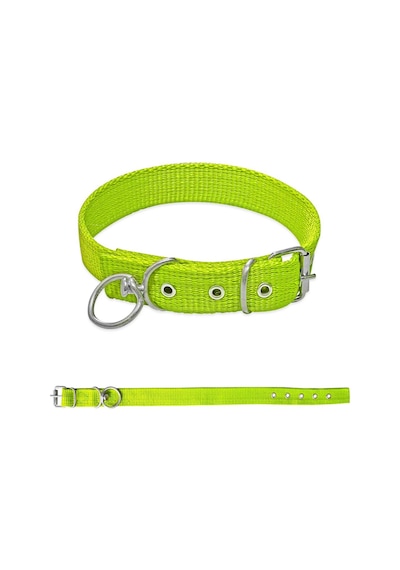 Savex Dokuma Köpek Boyun Tasması Yeşil 2.5 50 Cm Fosforlu Sarı