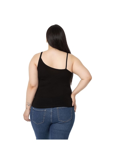 Disentis Büyük Beden Asimetrik Askılı Viskon Siyah Body-siyah Siyah