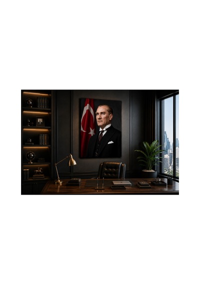 Atatürk Metal Tablo Premium Uv Baskı Dekoratif Duvar Tablosu Çok Renkli