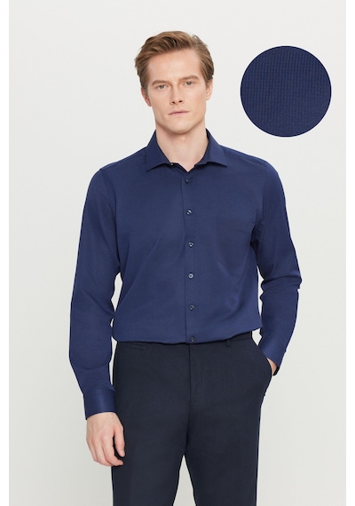 AC&Co / Altınyıldız Classics Erkek Lacı Pamuklu Tailored Slim Fit Dar Kesim Klasik Yaka Armürlü Cepli Gömlek Lacı