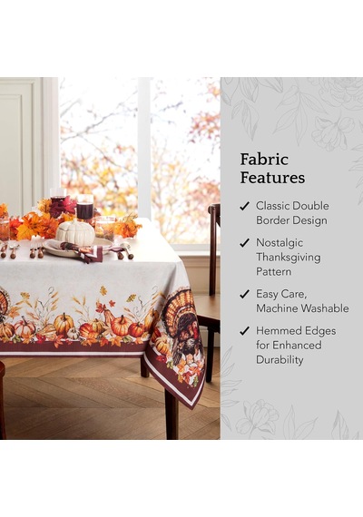 Lexroo Home Fashions Autumn Heritage Türkiye Mühendislik Masa Örtüsü, 132 Cm X 177 Cm Dikdörtgen Çok Renkli