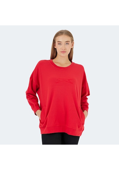 Slazenger VIKENTI SW Oversize Kadın Cepli Oversıze Kırmızı Sweatshirt