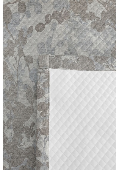 Gri Botanik Tek Kişilik Pike Takımı-minimal Yaprak Antrasit Bej 160x220 Cm Kapitone Yatak Örtüsü Melez Kulübe Dengesi