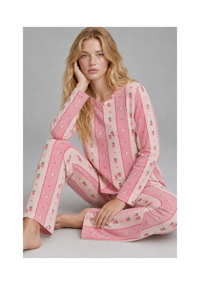 Fit Women Kadın Bol Paça Relaxed Pembe Pijama Takımı 4692
