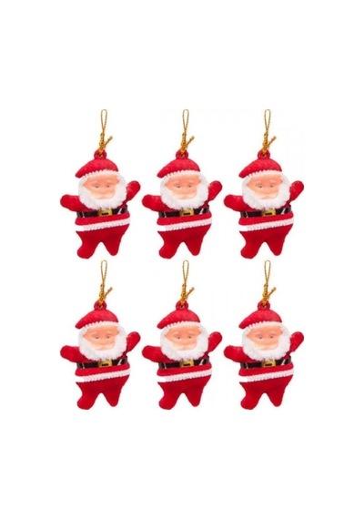6 Adet Mini Yılbaşı Ağacı Süsü - Noel Baba Temalı