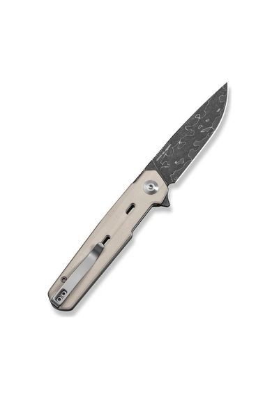 Civivi Navo Ivory G10 Handle Damascus Blade Kamp Çakı Krem