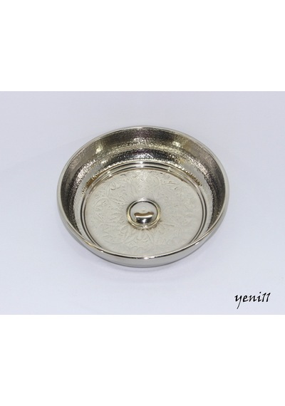 Nikel Kaplama Bakır Hamam Tası 19 Cm Gümüş