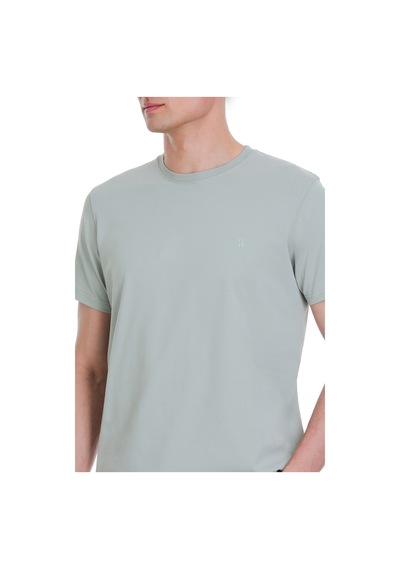 Hatemoğlu Gri Regular Fit Bisiklet Yaka Pamuklu Tişört 1996530 Gri-01