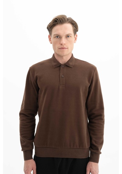 AR-MA Arma Erkek Regular Fit Kazak Selanik Kumaş Polo Yaka Düğmeli Sweatshirt Kazak 001