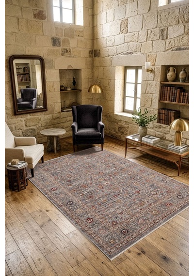 Focus Fo002g Gri Vintage Modern Salon Koridor Yatak Ve Oturma Odası Halısı-1763