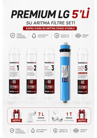 Sucool Arıtma Premium Lg Su Arıtma Filtresi Kapalı Kasa İki Tarafı Ouick 5 Li Filtre Seti 1