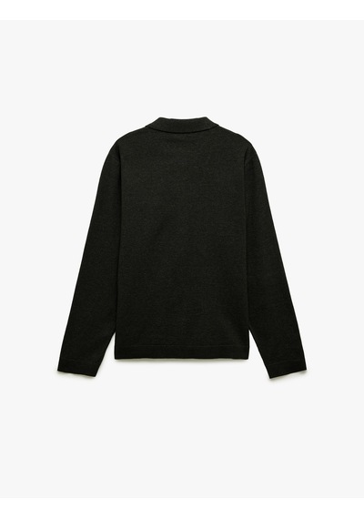 Koton Regular Fit Uzun Kollu Düğmeli Polo Yaka Triko Hırka Antrasit 6wam90010ht Antrasit