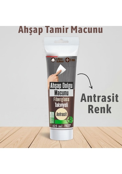 Antrasit Renk Ahşap Parke Tamir Macunu Mobilya Masa Dolgu Çatlak Çizik Giderici 125 Ml Kullanım Hazır