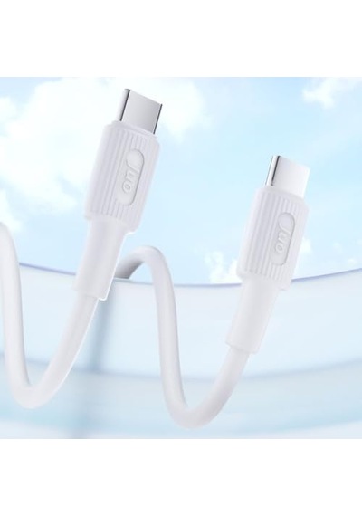 60w Usb Type-c To Type-c Silikon Hızlı Şarj Ve Data Kablosu Beyaz 2 Metre