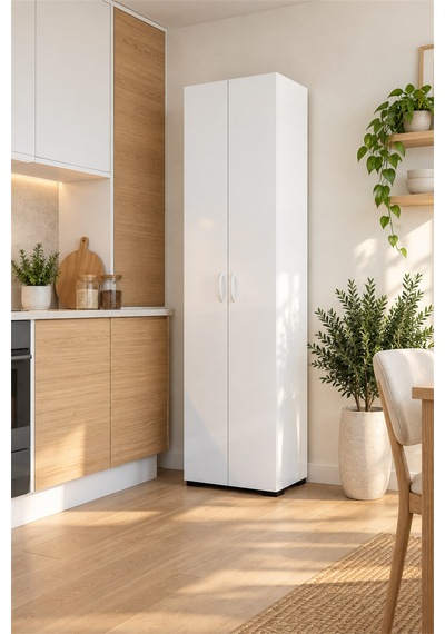 Mondo 8 Raflı Çok Amaçlı Dolap - Kiler Dolabı 173 X 48 X 32 Cm - Beyaz