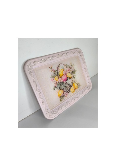 Sunumluk Tepsi Epoksi Yüzey 28cm 21cm Mutfak Dekorasyon Pembe - 909304237 Pembe