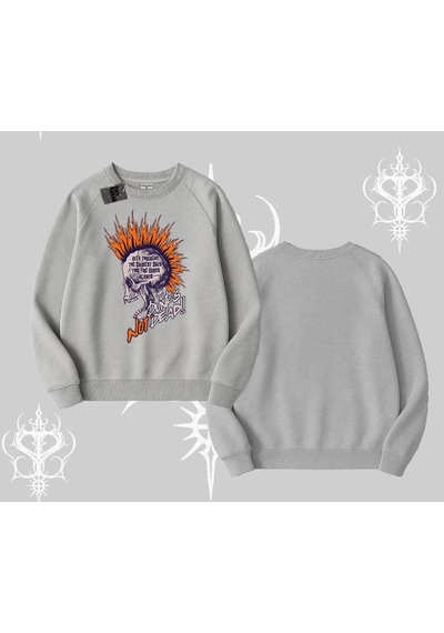 Biskilet Sweatshirt Burning Skull Rebel Street Anthem Gri