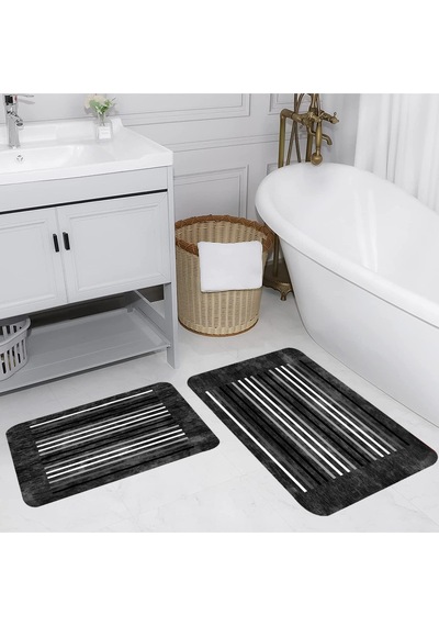 Rovigo Home Baskılı Kaymaz Taban 2 Li Banyo Paspas Takım Rvg5225-100X60-60X50 Çok Renkli