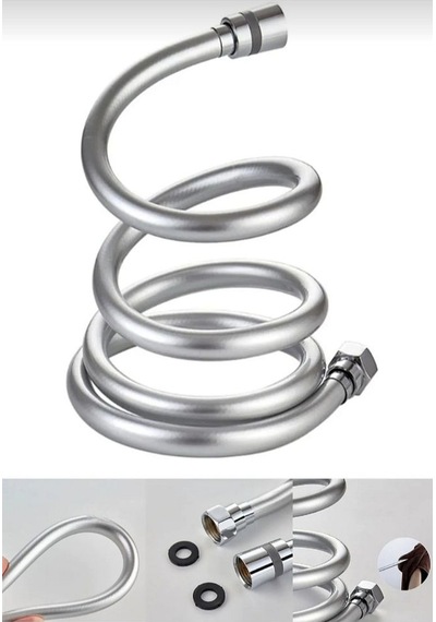 Banyo Duş Hortumu Gümüş Pvc Yüksek Basınca Dayanıklı 1.5m Beyaz