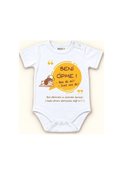 Babylimon Beni Öpme Baskılı Yarım Kollu Body Beyaz - 97263293 Beyaz