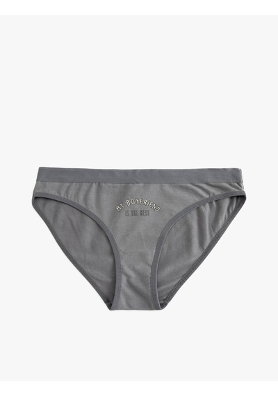 Koton Pamuklu Brief Külot Baskılı Gri 5wlk30013mk Gri