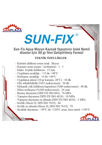 Sun-fix Aqua Macun Kaynak Yapıştırıcı Islak Nemli Alanlar İçin 50 Gr Yeni Geliştirilmiş Formül