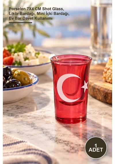 1 Adet Yöresel Shot Bardağı Porselen 7x4 Cm Shot Glass, Likör Bardağı, Mini İçki Bardağı, Ev Bar Davet Kullanımı Parlak