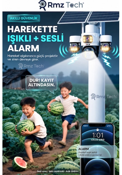İnox X24 Sim Kartlı, 4 Kameralı , Güneş Enerjili, Solar Panelli Kamera, Aylık 8 Gb 1 Yıllık Sım Kart