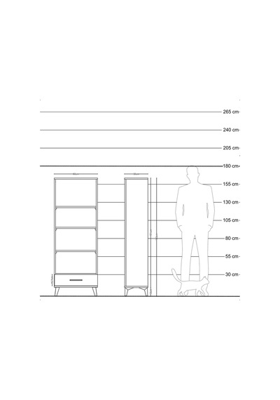 Arges Dolap 4 Raflı Tek Çekmeceli 60x30x163 Çam-antrasit Atlas Çam