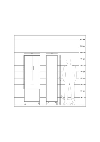 Hyperion Dolap Tek Raflı Tek Çekmeceli Tek Askılı 60x44x195 A... Aytaşı