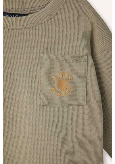 Defacto Erkek Bebek Baskılı Waffle Sweatshirt G6386a526spkh96 Haki-kh96