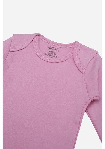 Arma Yıldız %100 Organik Pamuklu Pembe Uzun Kollu Bebek Body 5'li Paket Pembe