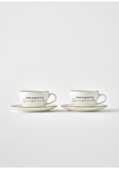 Simplicity 2'li Porselen Çay Fincanı Seti Siyah 270 Cc çok renkli
