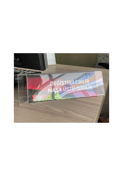 25x8 Cm Şeffaf Pleksi Değiştirilebilir Masaüstü İsimlik Genel