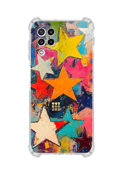 Printify Samsung Galaxy M32 İle Uyumlu Düşlerin Dansı Serisi Yıldız Dansı Tasarımlı Uv Baskılı Köşe Korumalı Antişok Kılıf Şeffaf