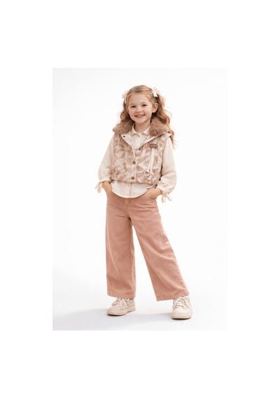 Turuncu Gardrop 3-6 Premium Yaş Kürk Yakalı Yelekli Kot Pantolonlu 3'lü Kız Takım Pudra Pudra Turuncu Gardrop 3-6 Premium Yaş Kürk Yakalı Yelekli Kot Pantolonlu 3'lü Kız Takım Pudra Pudra