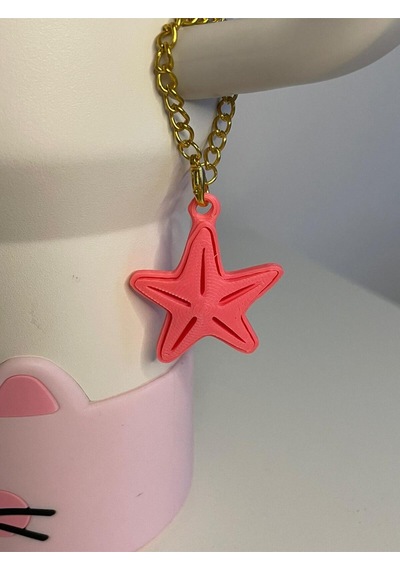 Yıldız Model Quencher Termos Bardak Aksesuarı Zincirli Dekoratif Süs Pembe