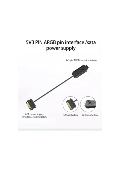 Argb 5v Fan Led Denetleyici 3 Pin Kablo Kontrol Ünitesi Sata Güç