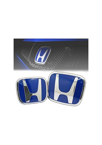 Honda Civic Fc5 2016-2021 Ön Ve Arka Panjur Direksiyon Logosu Mavi İthal Ürün 3 Parça
