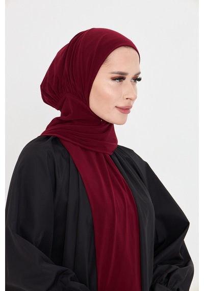 Hürrem Bone Bordo Pratik Hazır Geçmeli Tesettür Bone Sandy Boyunluklu Çıtçıtlı 2505 16 Bordo