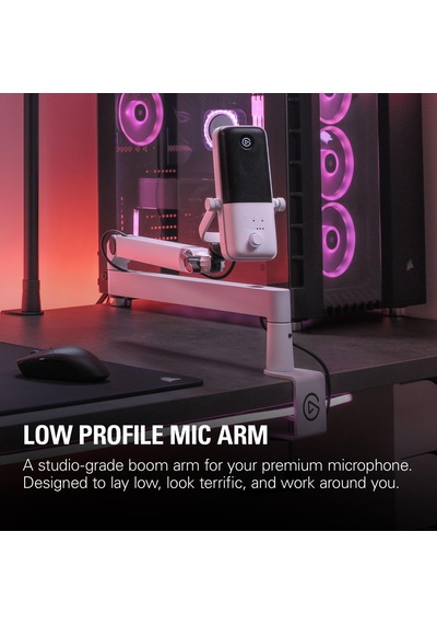 Wave Mic Arm Lp Mikrofon Kolu, Beyaz, Kablo Yönetimli, Alçak Profil Standart