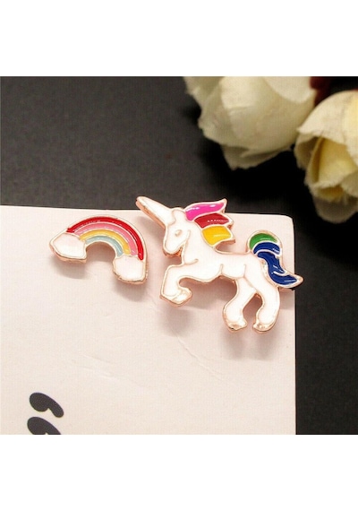 Unicorn Tasarımlı Çocuk Küpe Çok Renkli