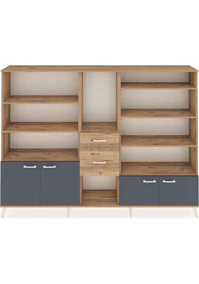 Arges Dolap 10 Raflı 2 Çekmeceli 4 Kapaklı 220x30x163 Çam-antrasit/çam Antrasıt/atlas Çam - Atlas Çam