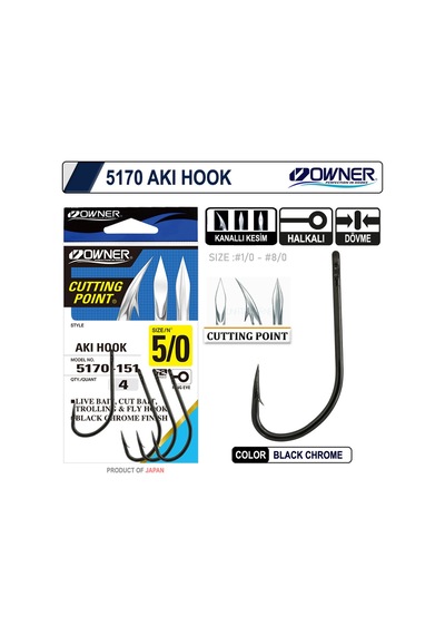 Owner 5170 Aki Hook Black Chrome İğne No 2/0