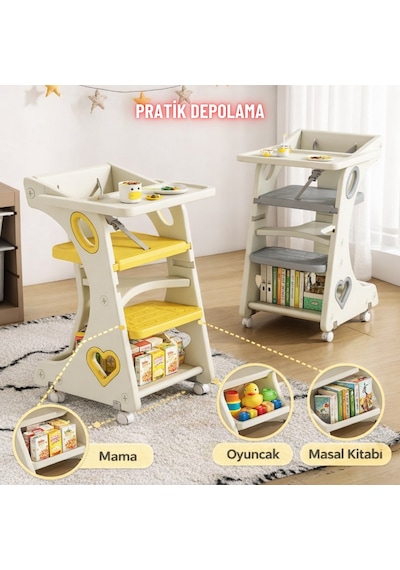 Bebek Mama Sandalyesi Eğitici Çocuk Gelişim Sandalyesi Ve Mutfak Merdiven Ve Öğrenme Kulesi