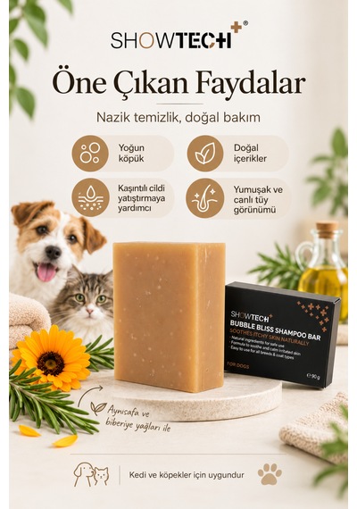Showtech Bubble Bliss Köpek Ve Kedi İçin Yoğun Köpüklü Doğal Kalıp Sabun Hassas Bakımın Gücü