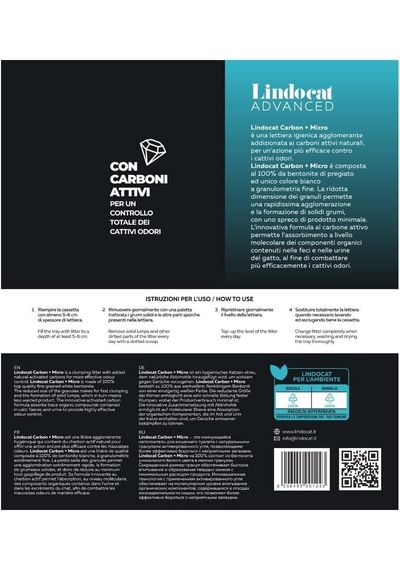 Lindocat Advanced Carbon + Micro Aktif Karbonlu Kedi Kumu 6 L