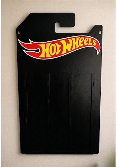 Hotwheels Temalı Kartonetle Saklamalı 30 Arabalik Sergileme Rafı Sadece Regular Ve Silver Kartlı Siyah